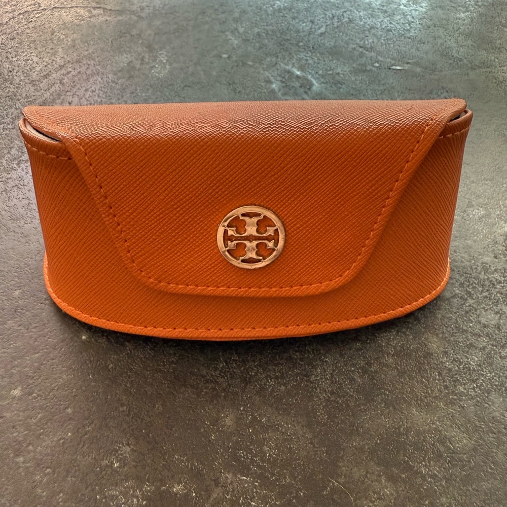 Tory Burch Orange Sunglasses Case & Bag with Gold Logo